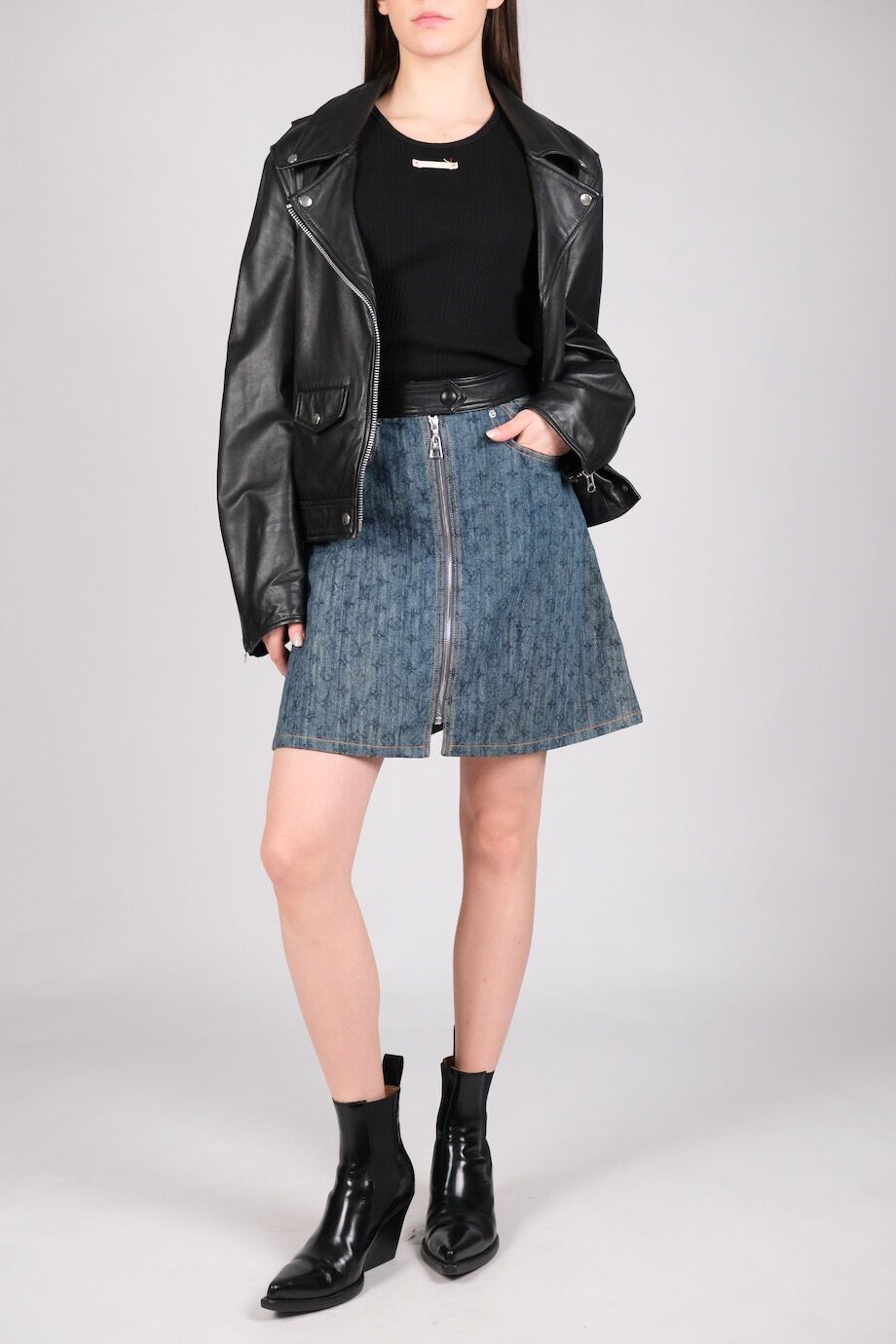 image 1 Джинсовая юбка с лого и кожаным поясом