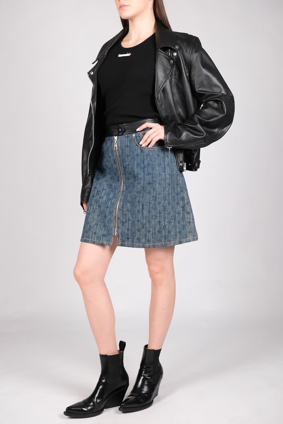 image 2 Джинсовая юбка с лого и кожаным поясом
