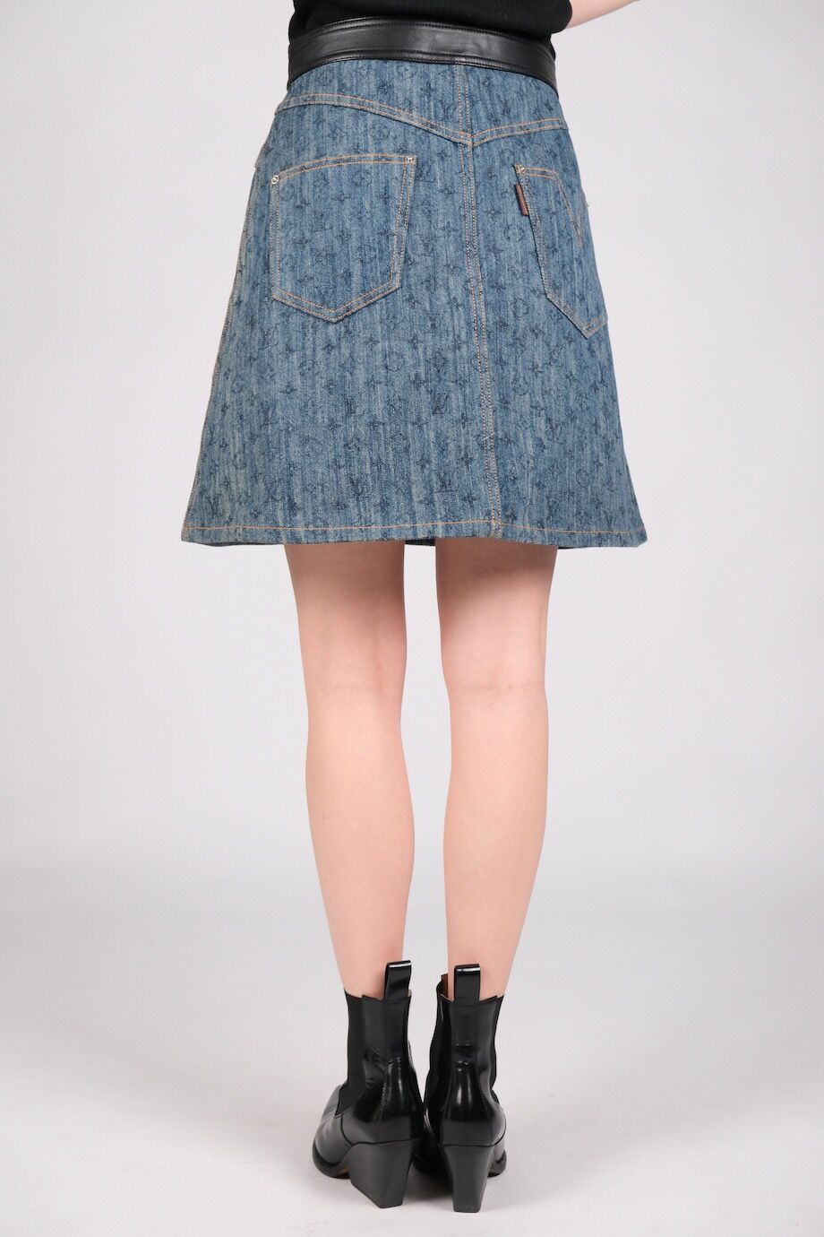 image 6 Джинсовая юбка с лого и кожаным поясом