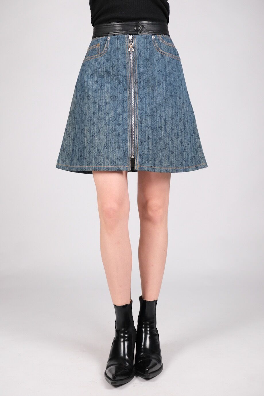 image 3 Джинсовая юбка с лого и кожаным поясом