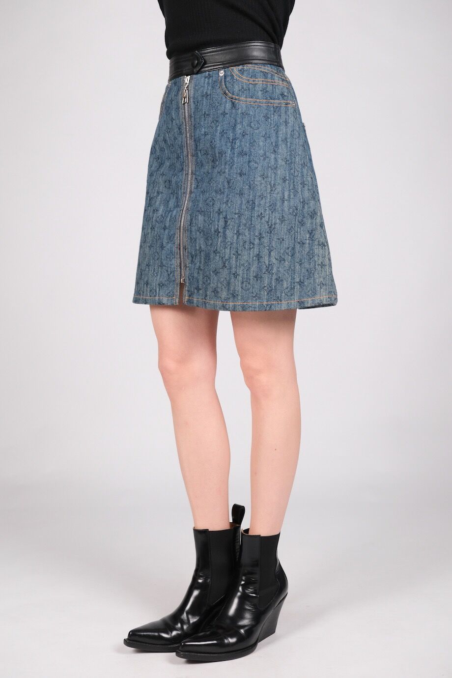 image 4 Джинсовая юбка с лого и кожаным поясом