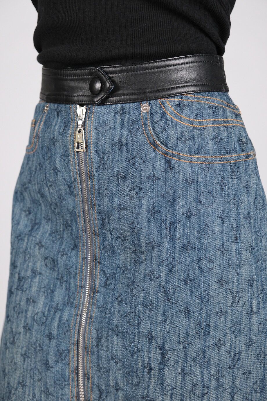 image 5 Джинсовая юбка с лого и кожаным поясом