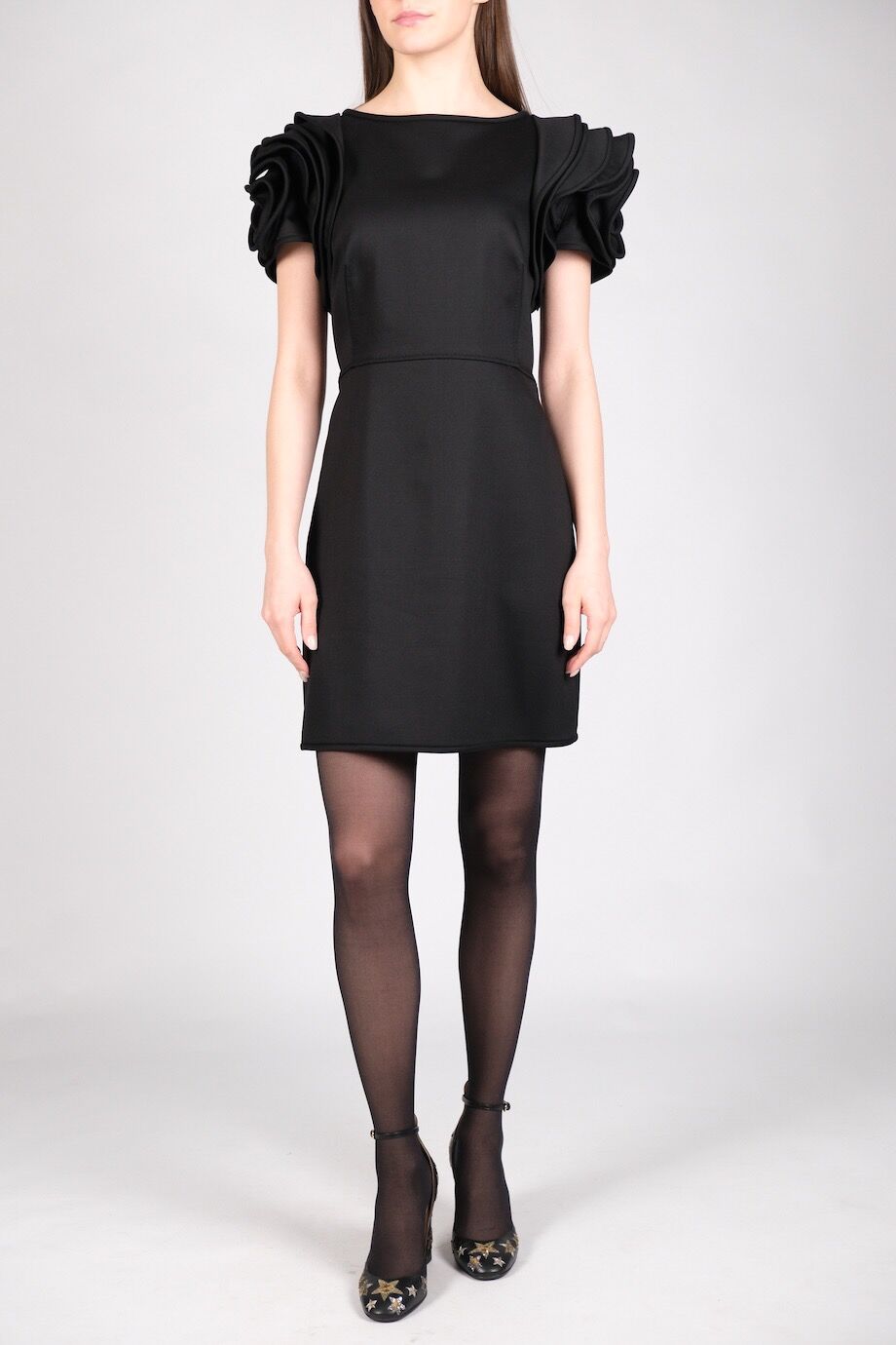 image 1 Платье черного цвета с рукавами в виде лепестков