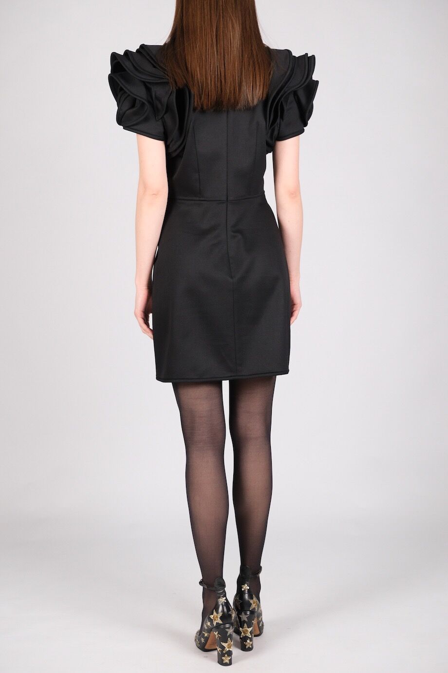 image 3 Платье черного цвета с рукавами в виде лепестков