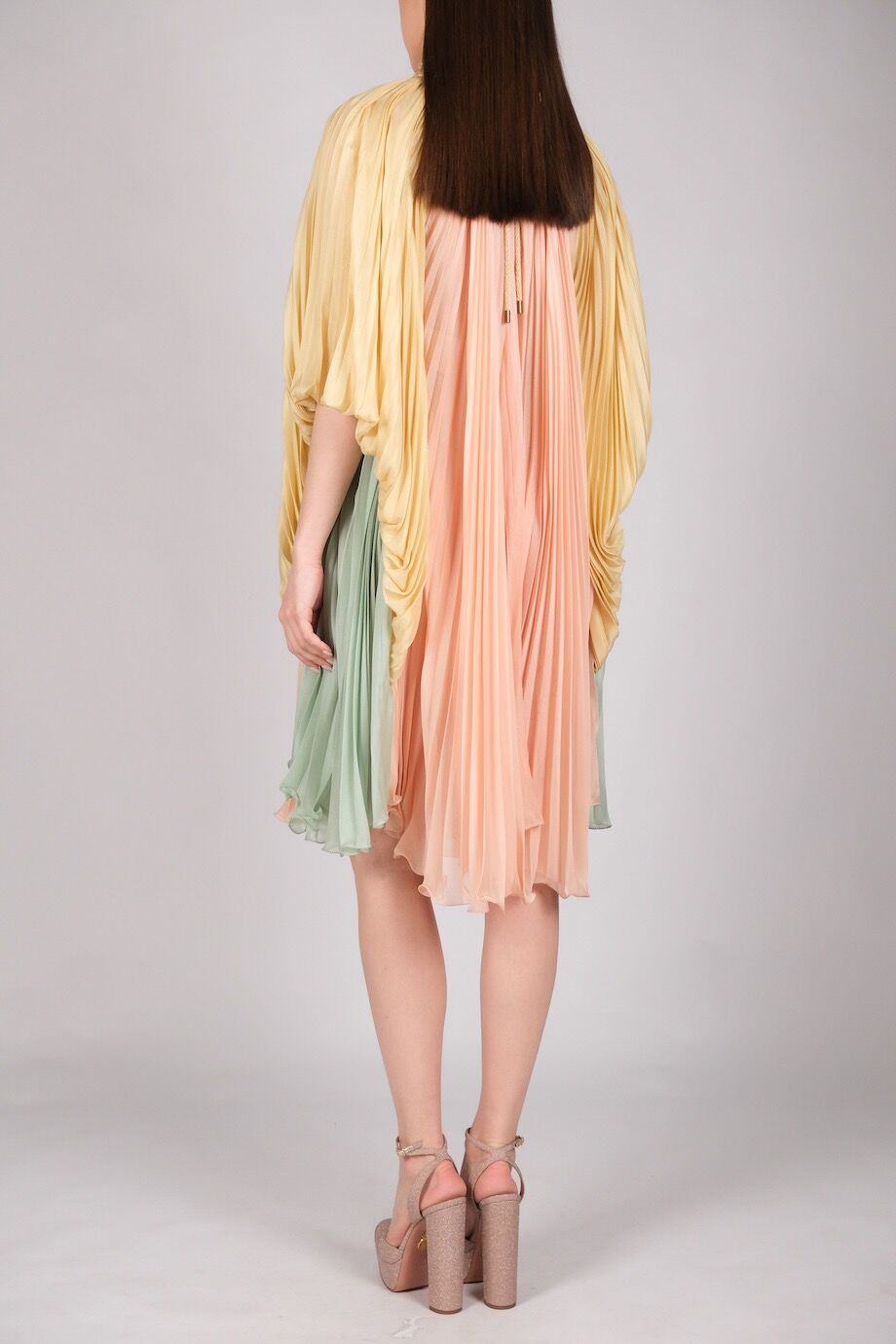 image 3 Плиссированное платье персикового цвета с градиентом