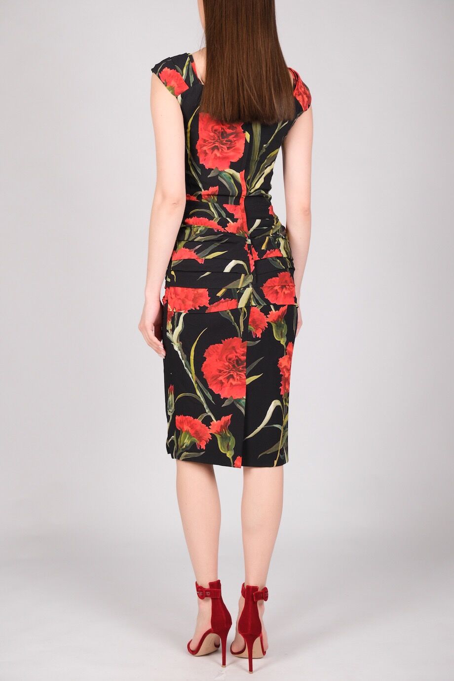 image 3 Платье черного цвета в крупные красные гвоздики