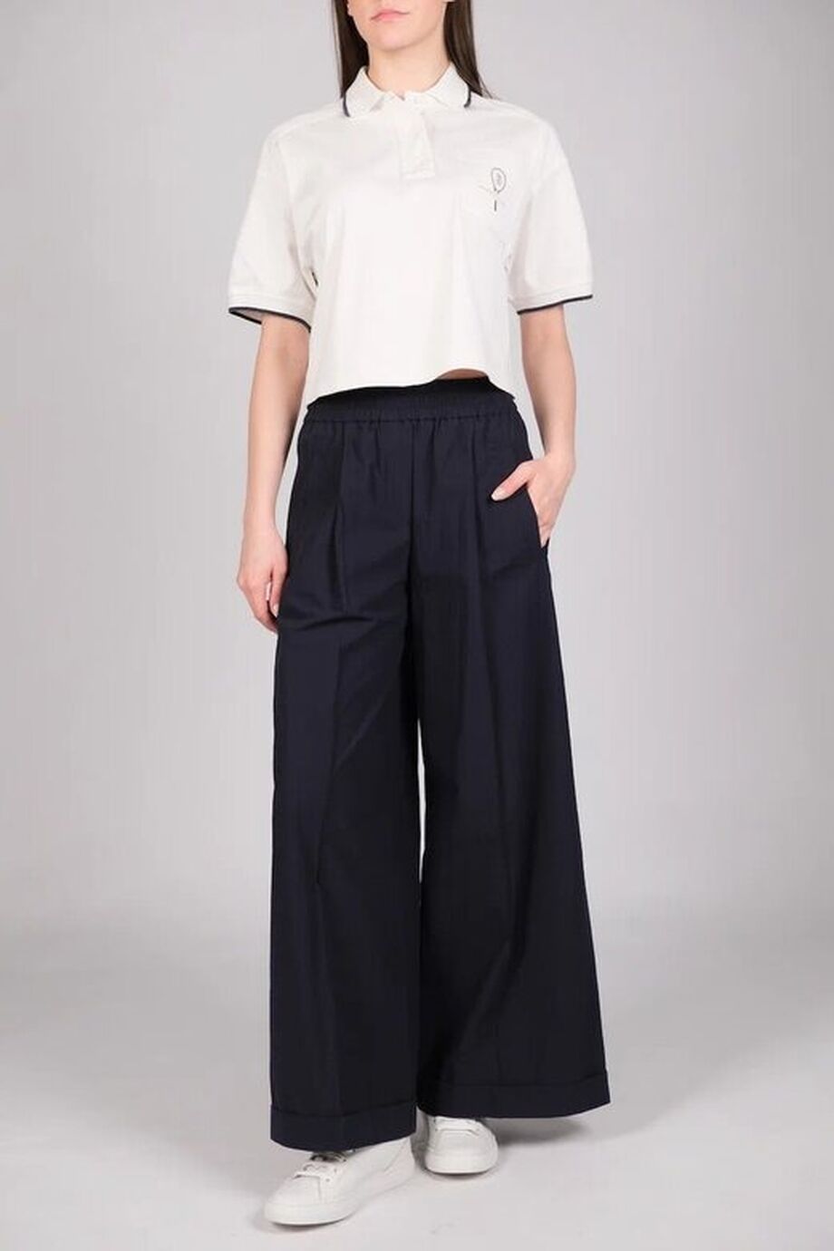 image 1 Брюки темно-синего цвета широкого кроя на резинке