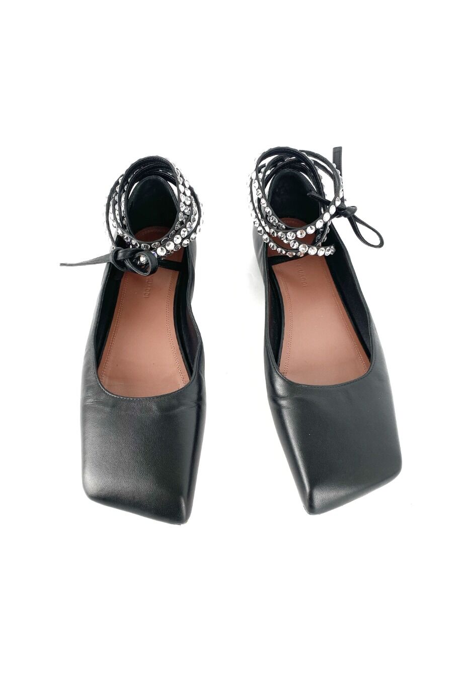 image 2 Балетки с квадратным носом и со стразами на шнурках