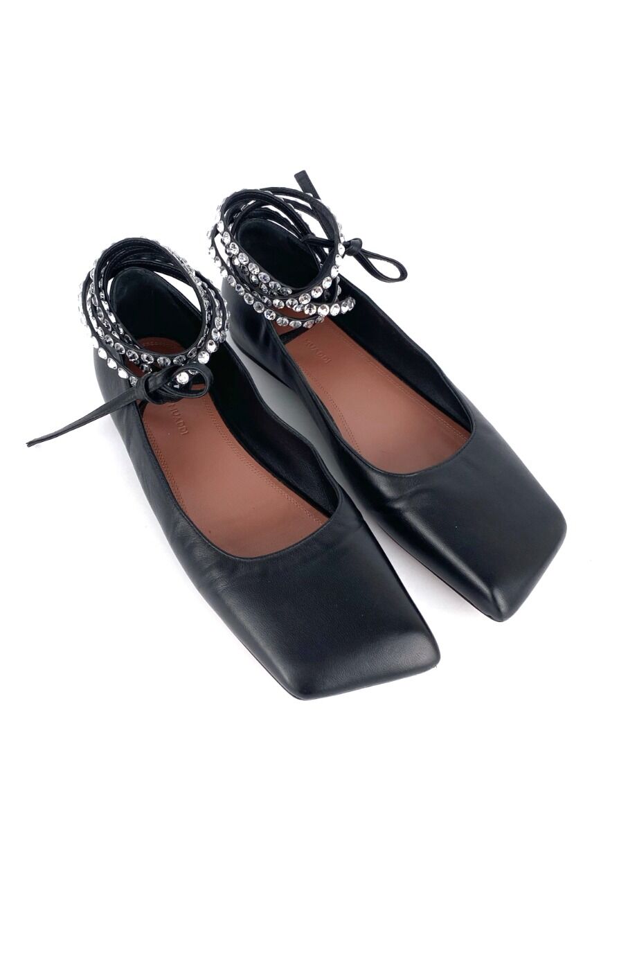 image 1 Балетки с квадратным носом и со стразами на шнурках