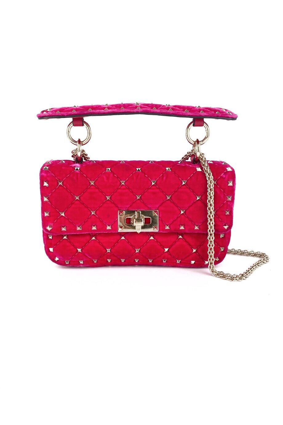 image 1 Бархатная сумка Rockstud Spike розового цвета