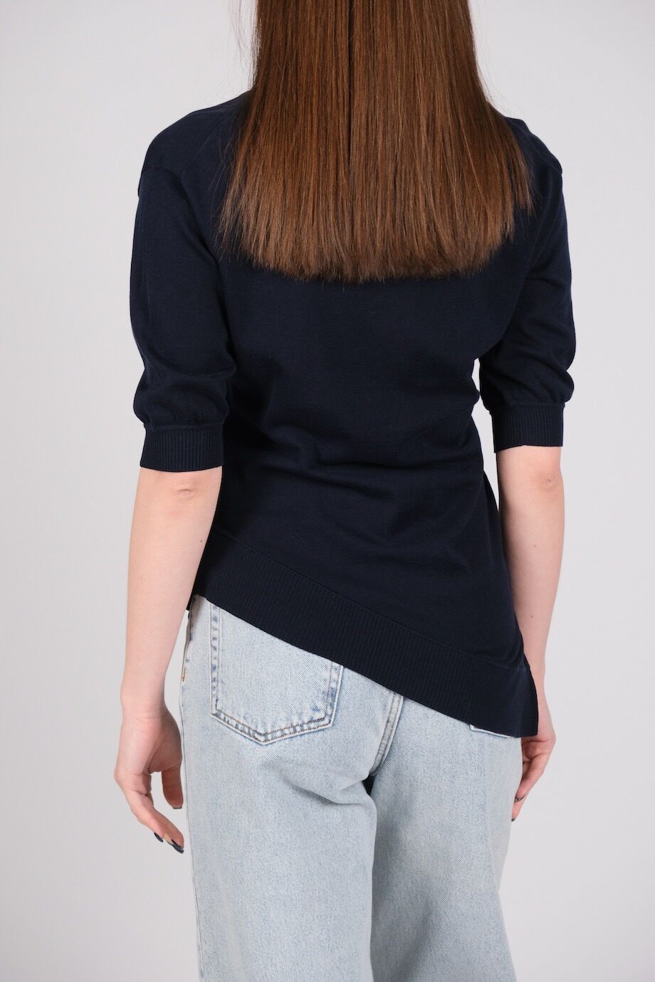 image 3 Трикотажный топ темно-синего цвета с короткими рукавами