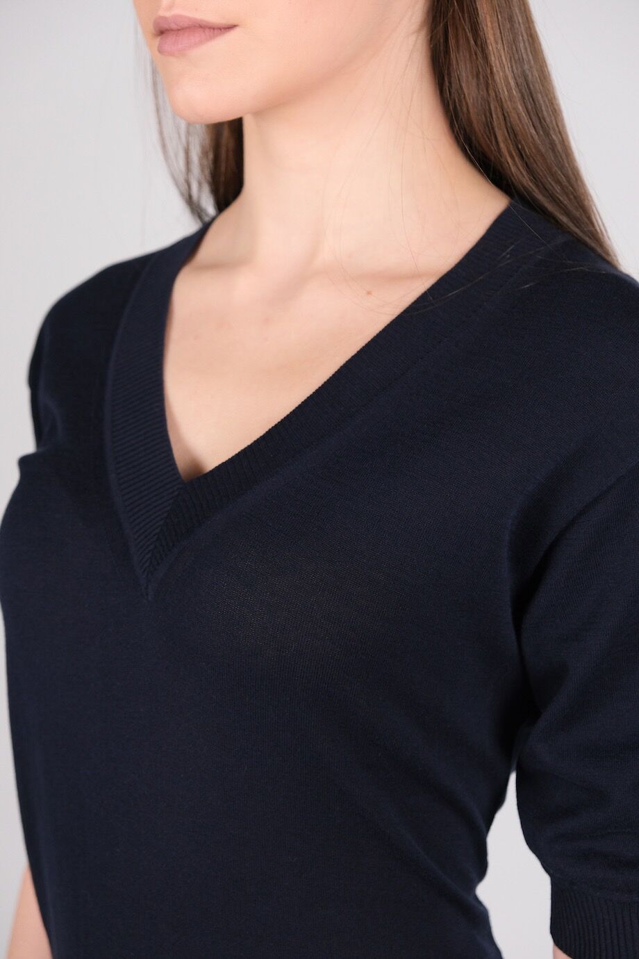 image 4 Трикотажный топ темно-синего цвета с короткими рукавами