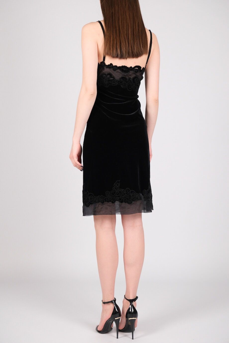 image 4 Бархатное платье черного цвета с кружевом