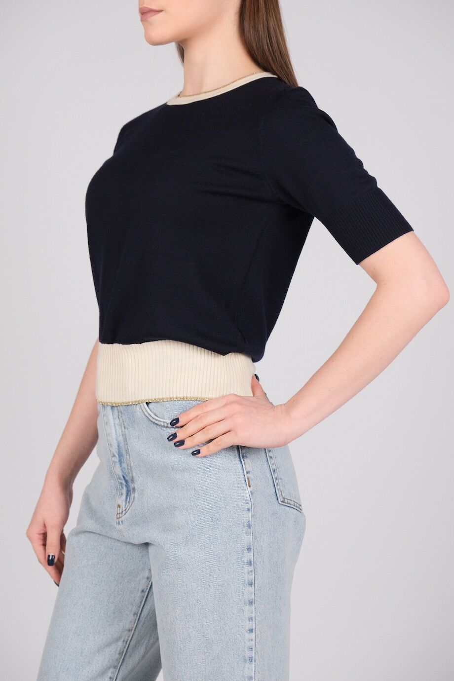 image 2 Топ синего цвета с окантовкой