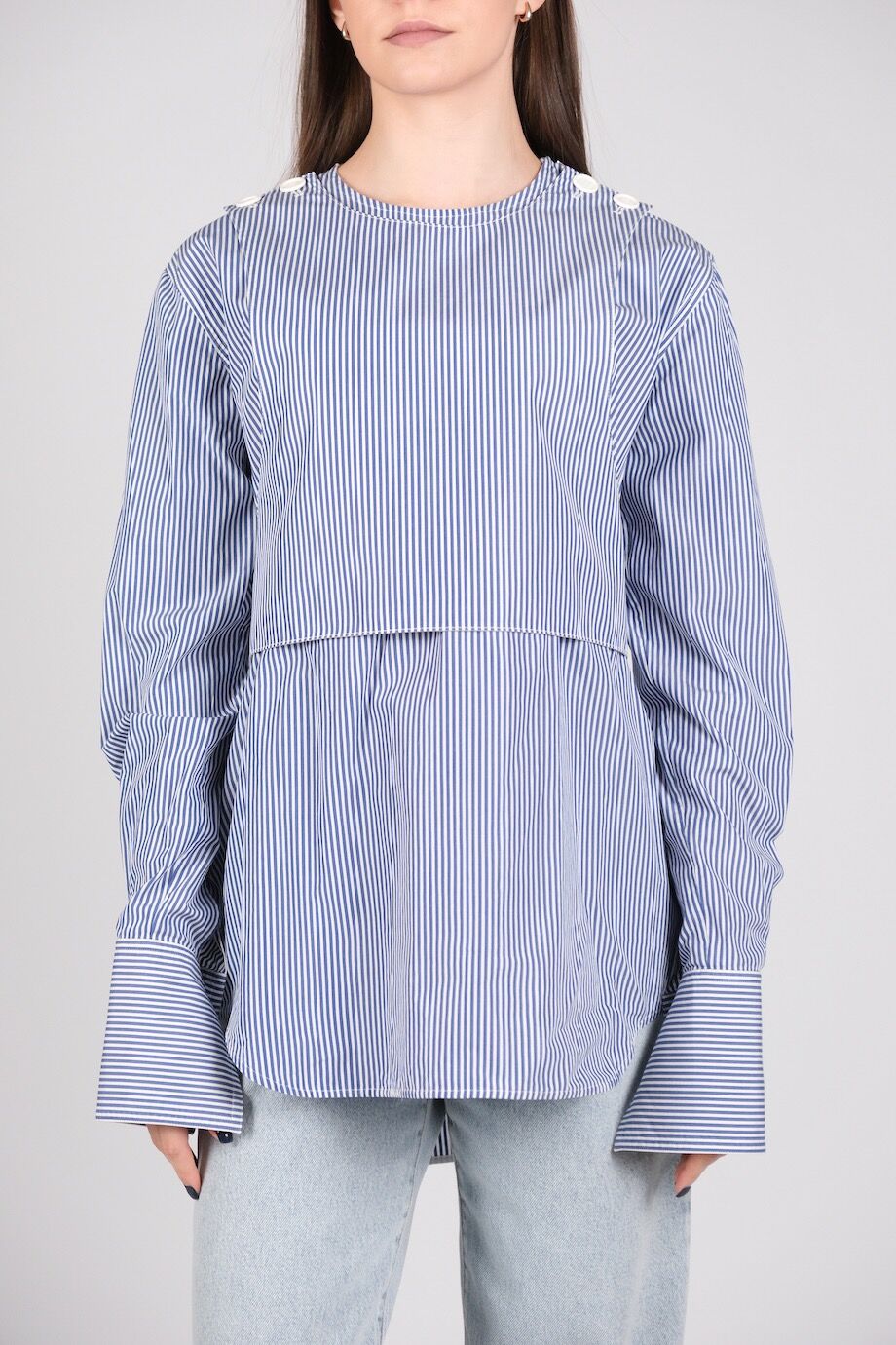 image 1 Комбинированная рубашка в полоску