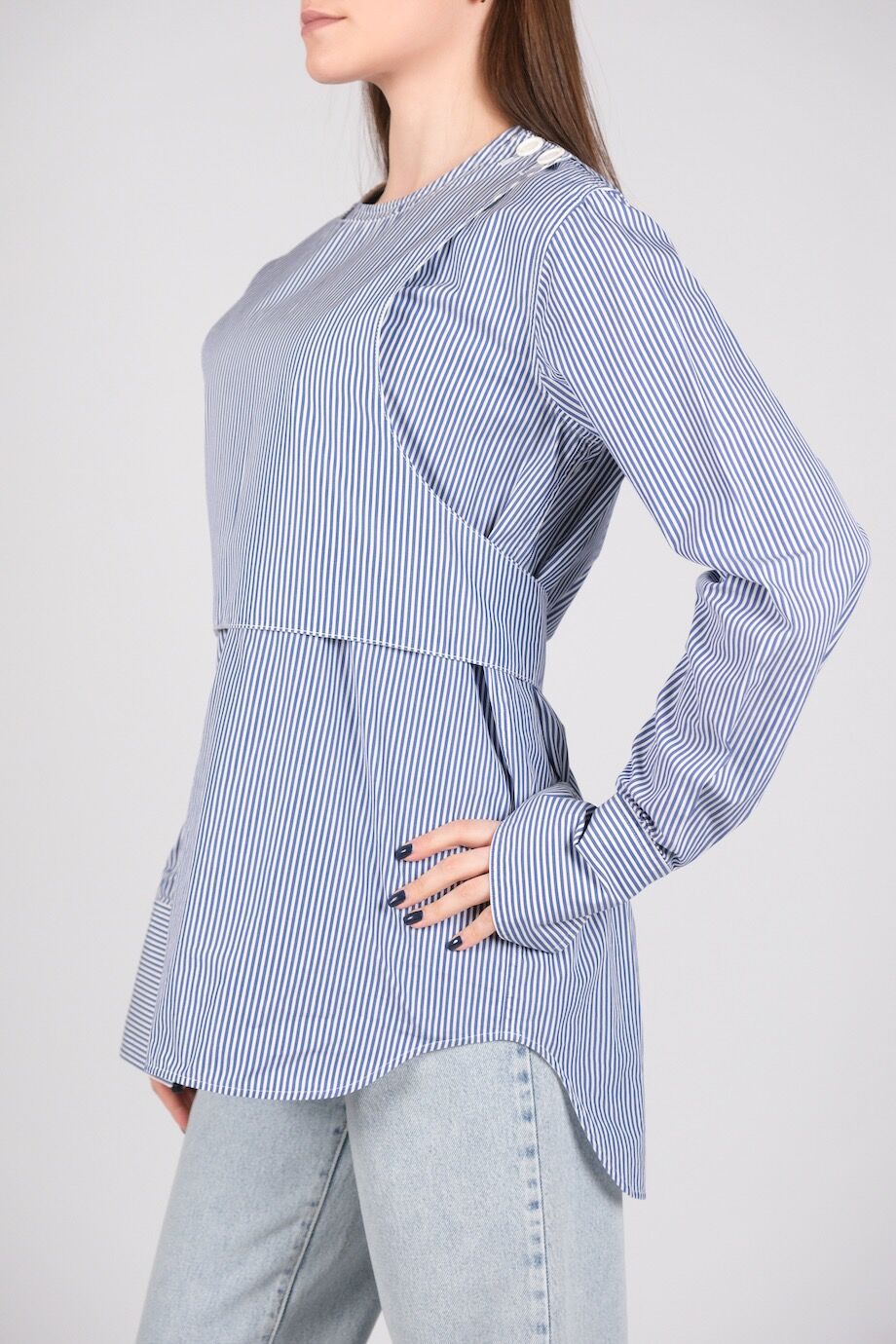 image 2 Комбинированная рубашка в полоску