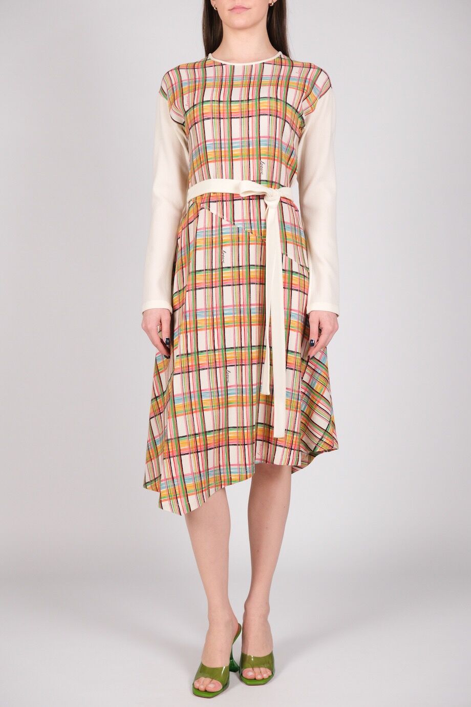 image 1 Платье кремового цвета с принтом и длинным рукавом