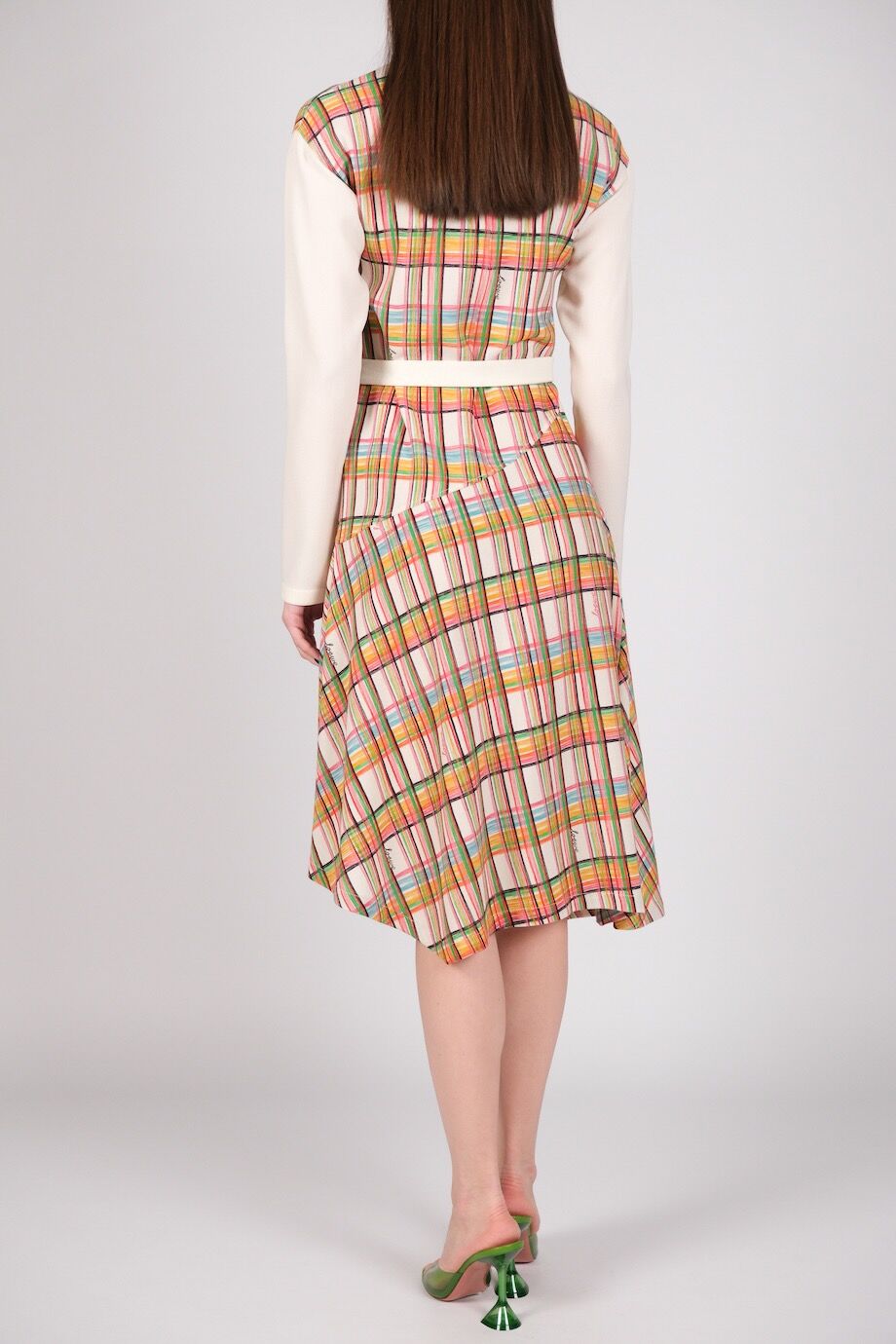 image 3 Платье кремового цвета с принтом и длинным рукавом