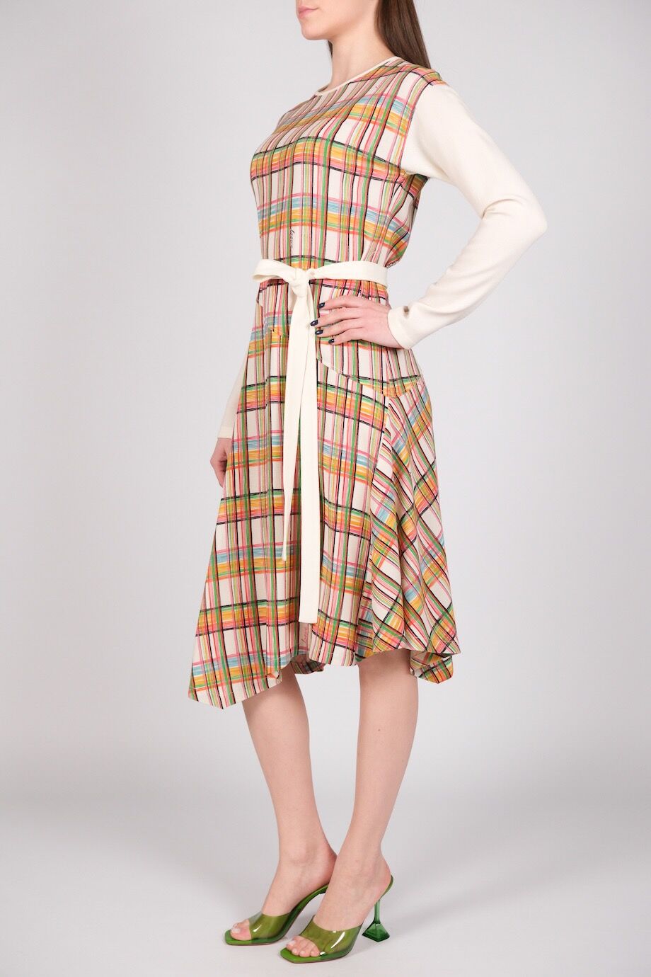 image 2 Платье кремового цвета с принтом и длинным рукавом