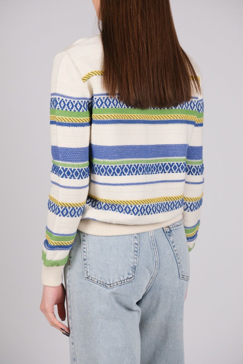image 3 Джемпер молочного цвета с зелено-синим орнаментом