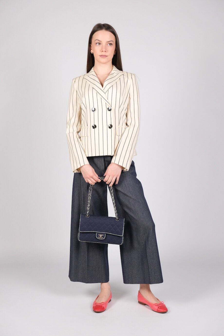 image 1 Жакет молочного цвета в тонкую полоску