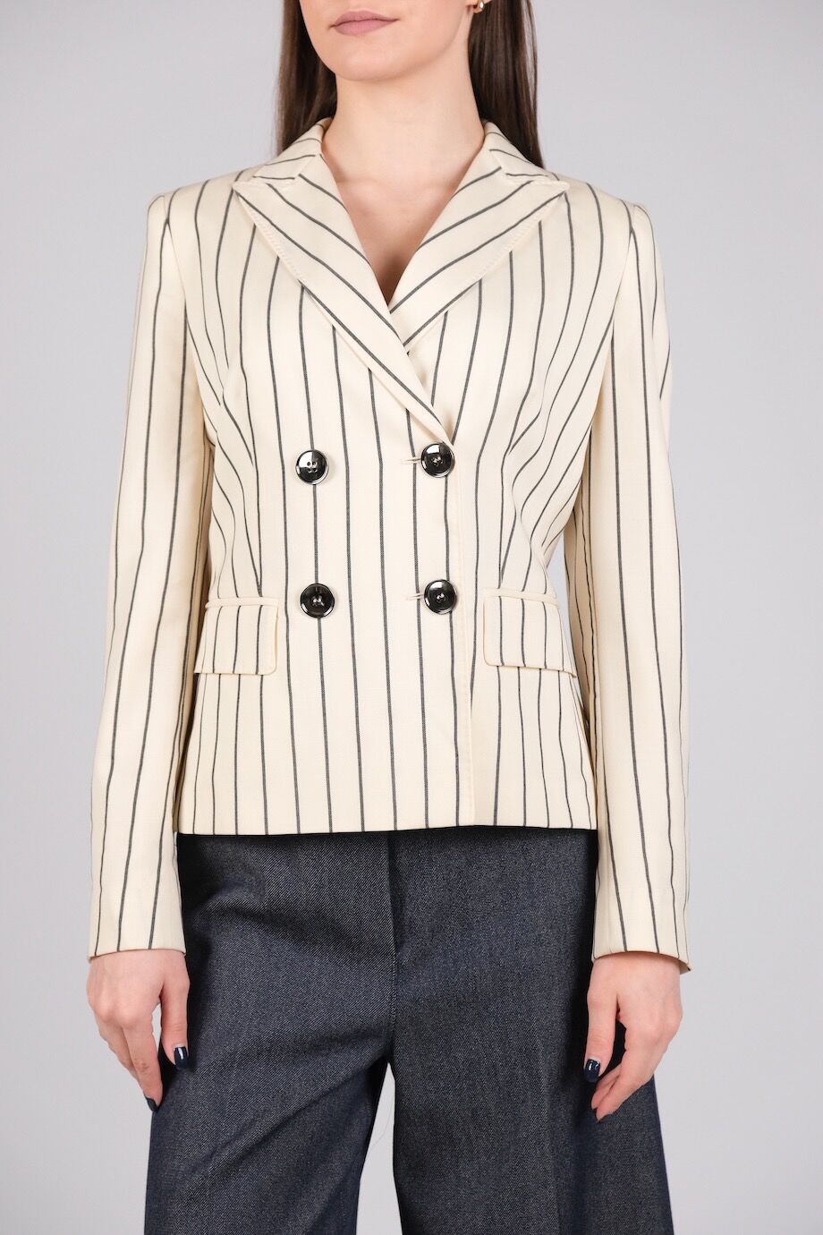 image 3 Жакет молочного цвета в тонкую полоску