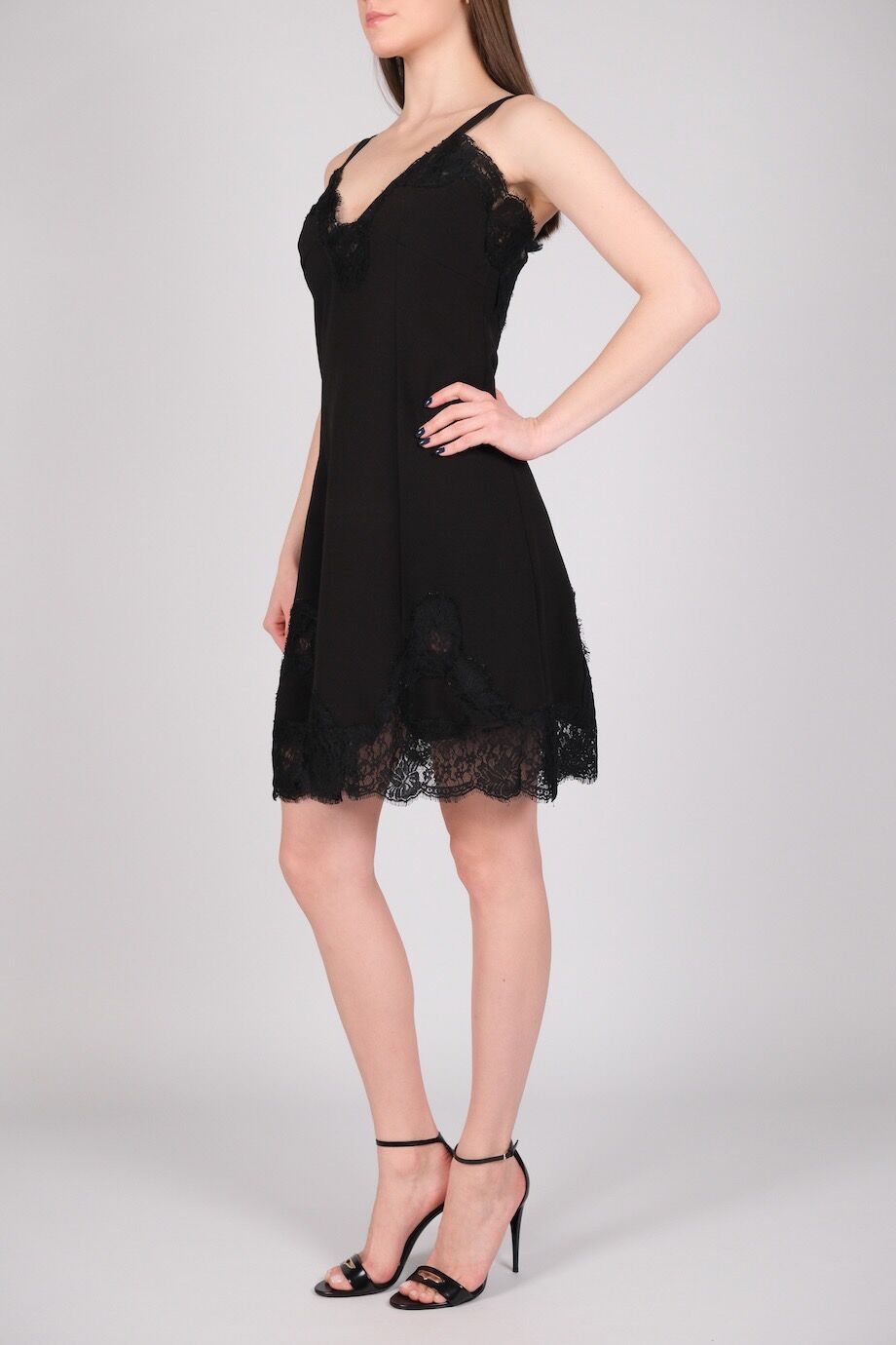 image 2 Платье черного цвета со вставками из кружева