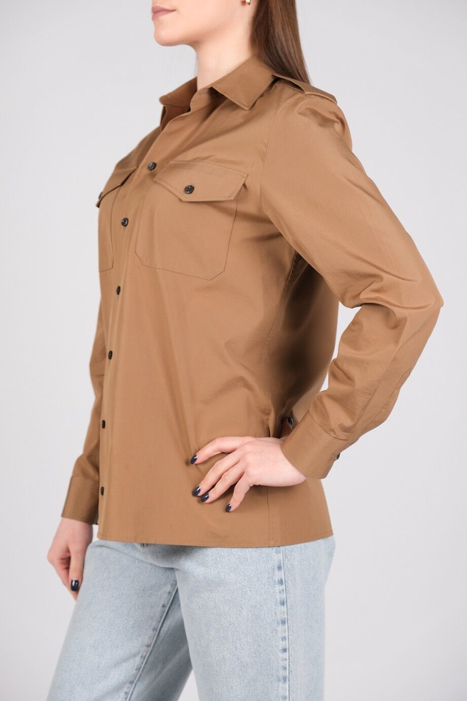 image 2 Рубашка карамельного цвета с погонами