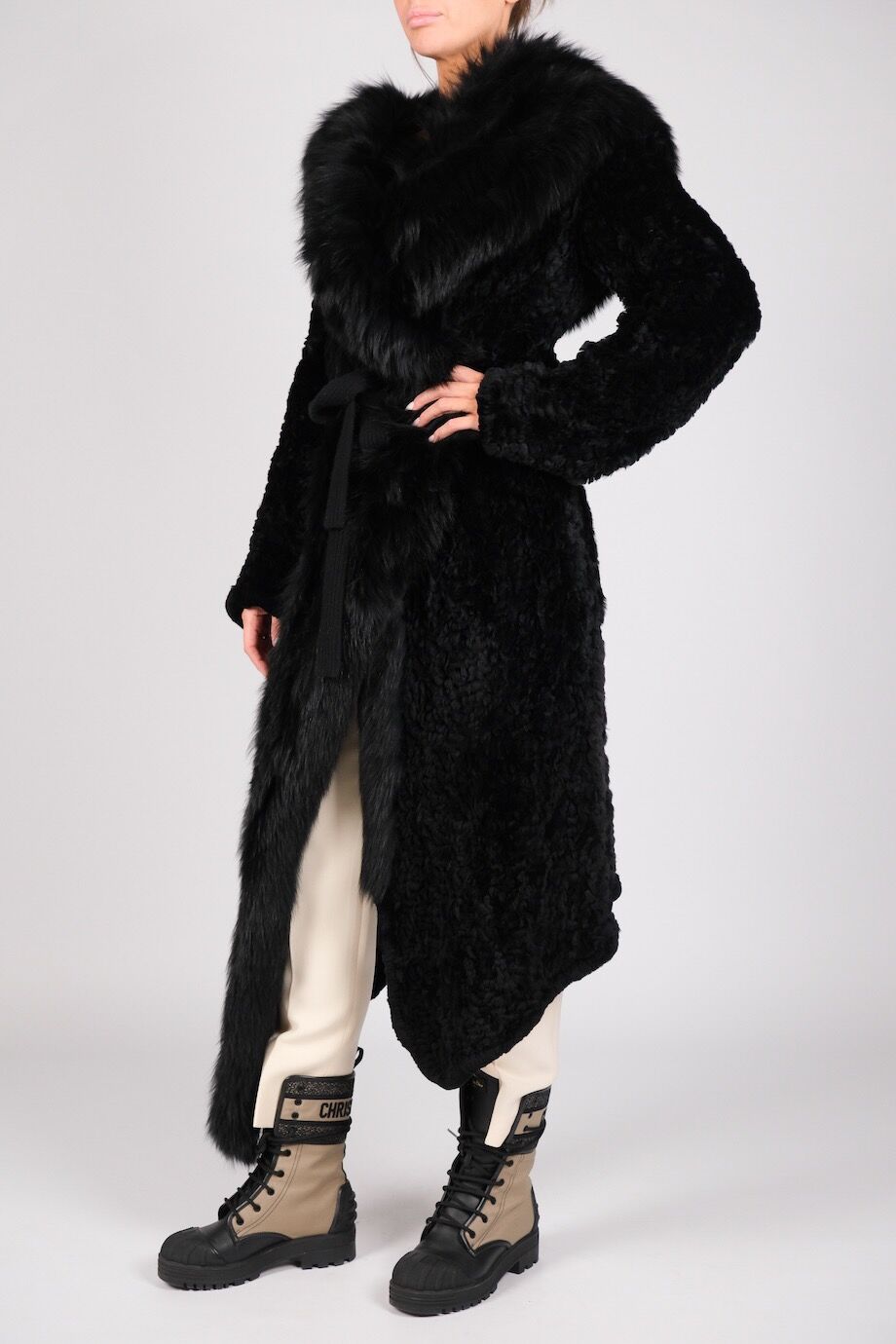 image 3 Вязаная шуба черного цвета