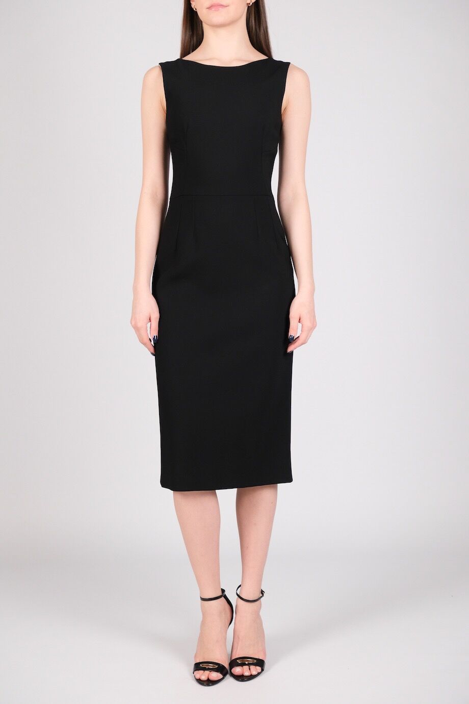 image 1 Платье-футляр черного цвета с крупными камнями на бретелях