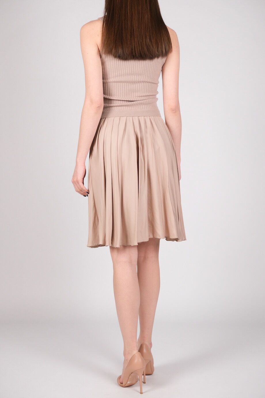 image 4 Платье комбинированное пудрового цвета без рукавов