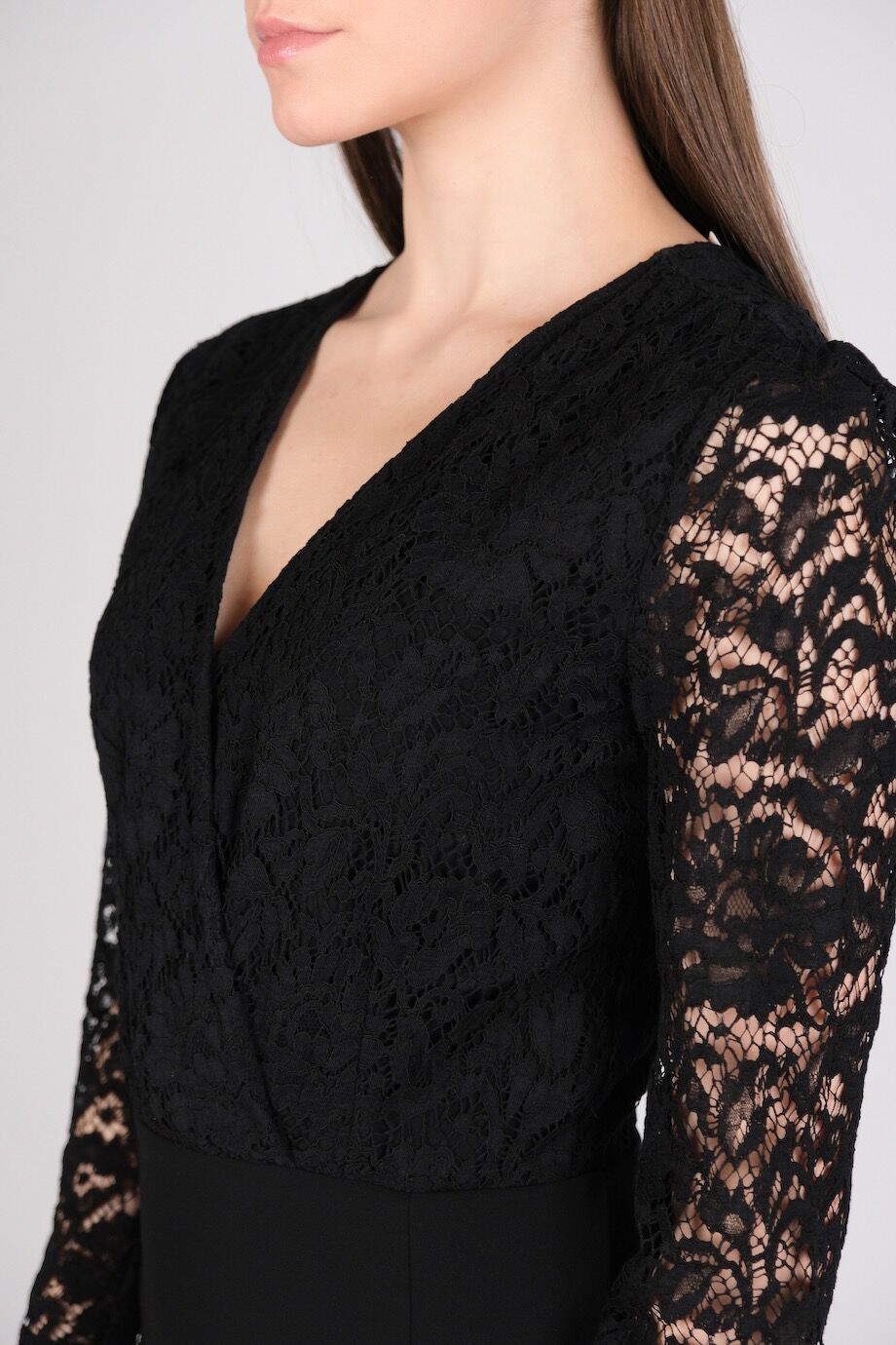 image 4 Комбинированное платье черного цвета