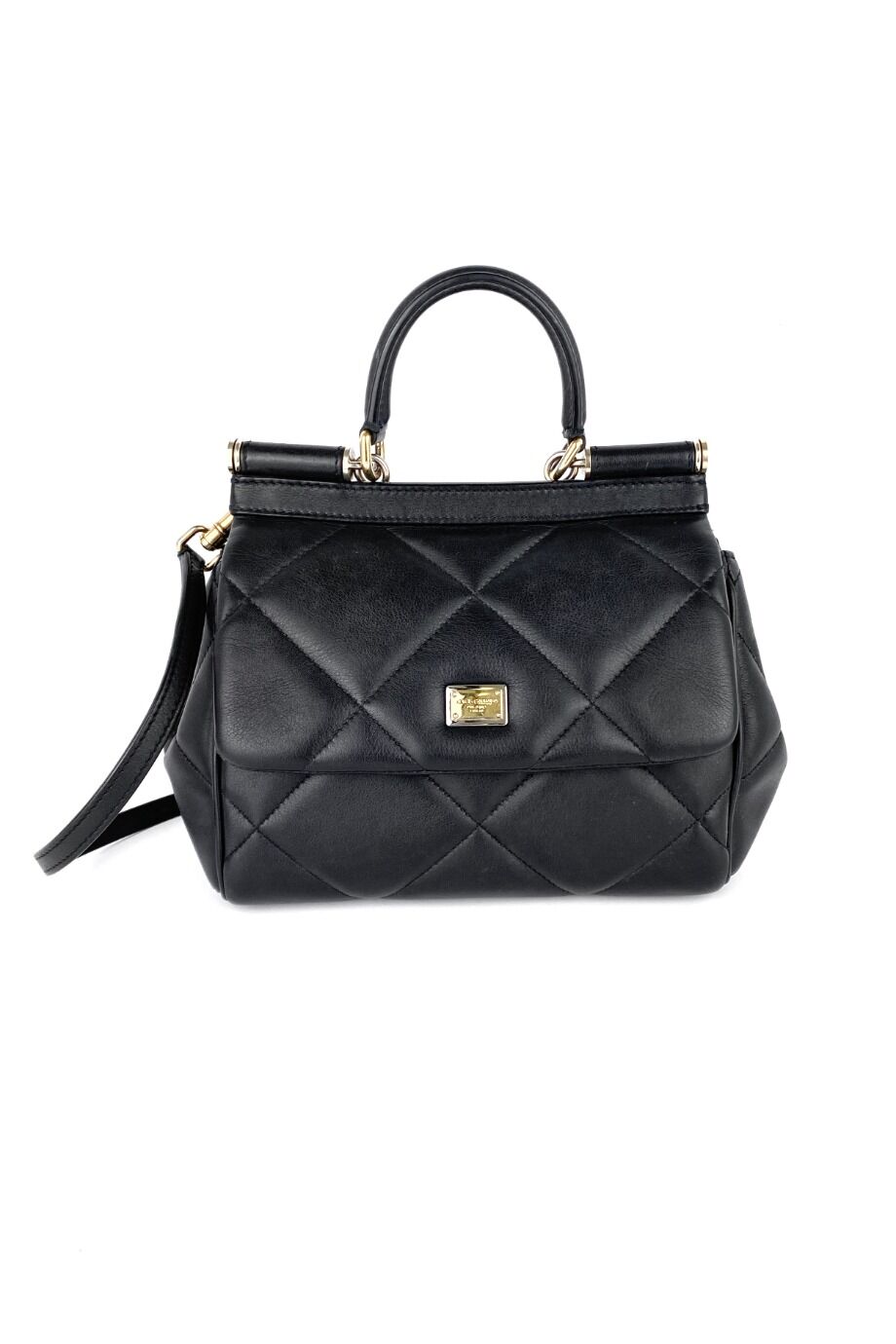 image 1 Сумка Sicily Small черного цвета из стеганной кожи