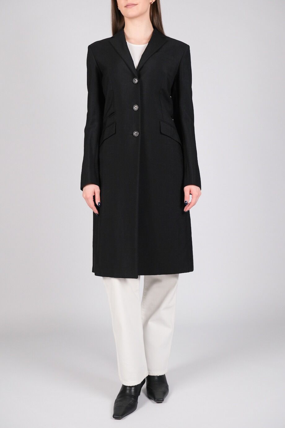 image 4 Пальто черного цвета из костюмной шерсти