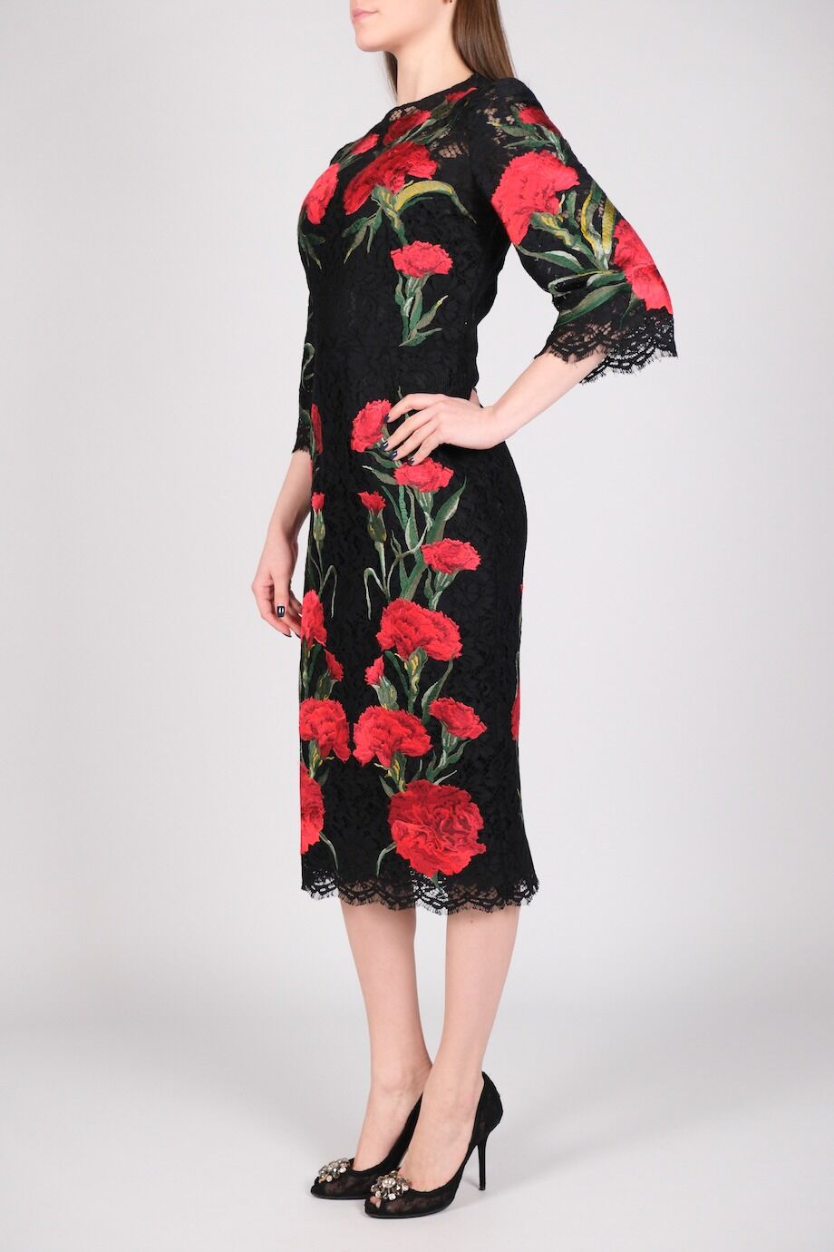image 2 Кружевное платье черного цвета с вышивкой Маки