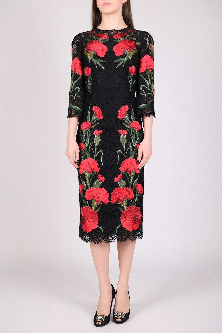 image 1 Кружевное платье черного цвета с вышивкой Маки
