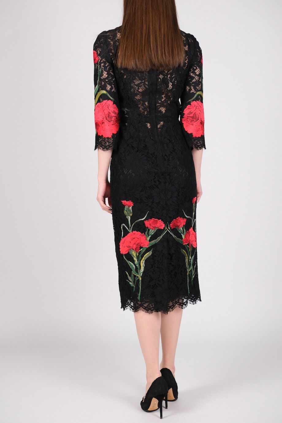 image 3 Кружевное платье черного цвета с вышивкой Маки