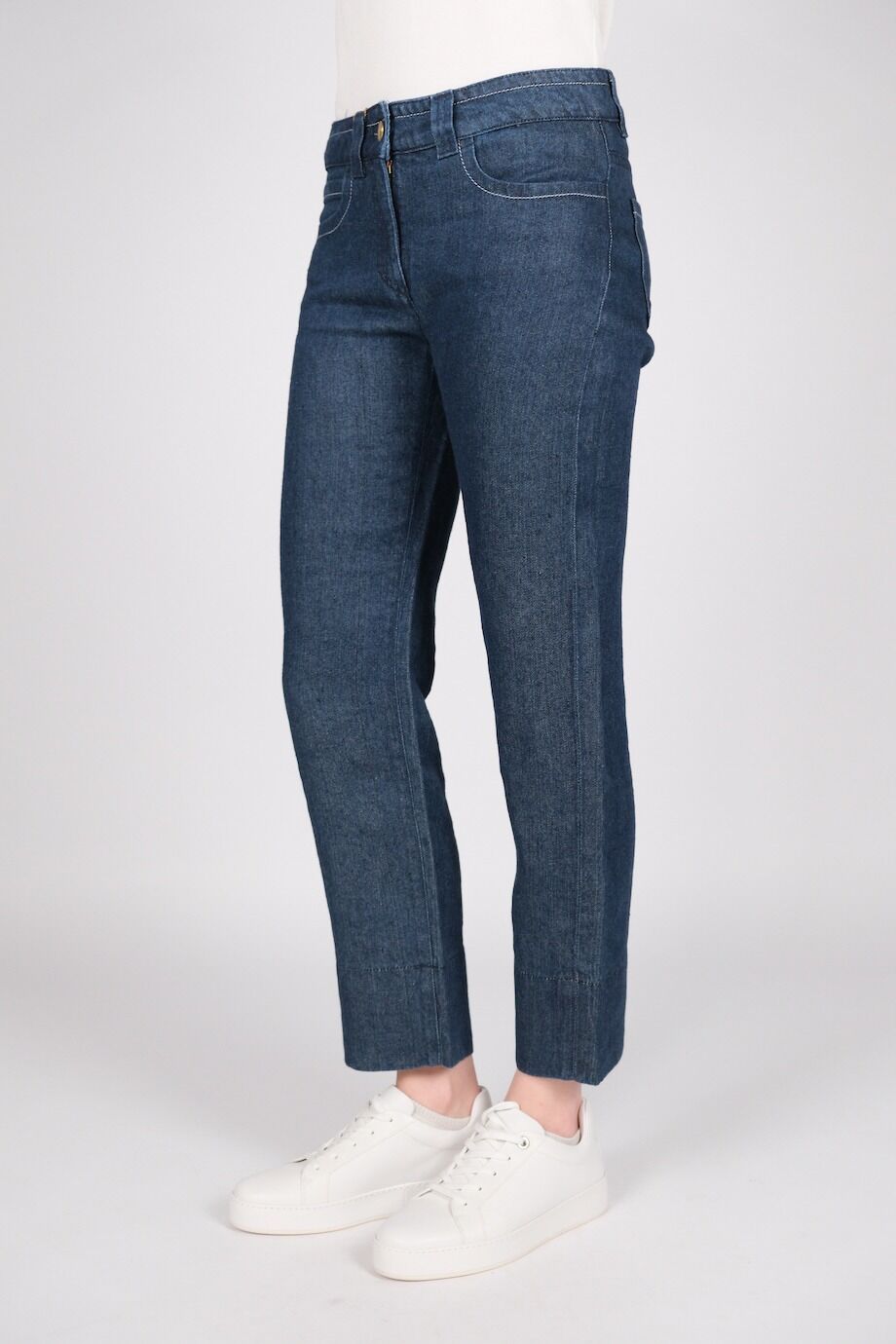 image 3 Льняные джинсы темно-синего цвета