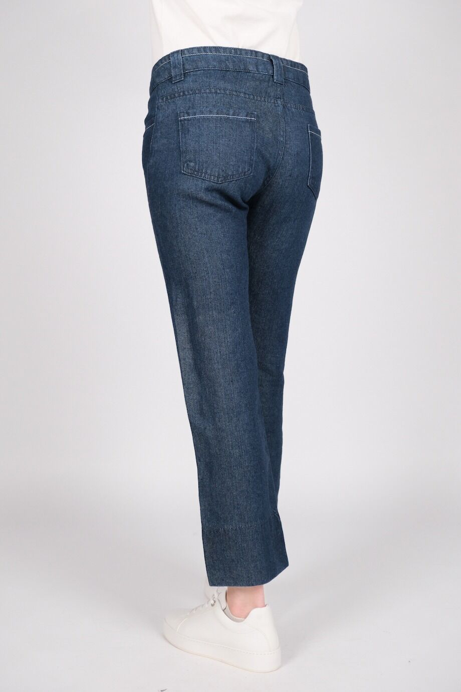 image 4 Льняные джинсы темно-синего цвета