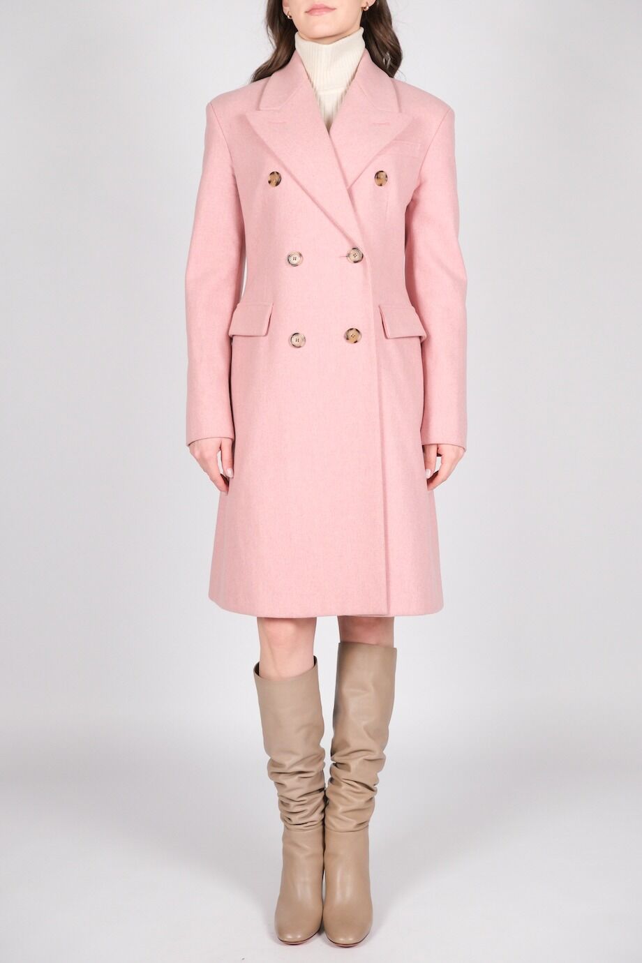 image 4 Пальто двубортное розового цвета