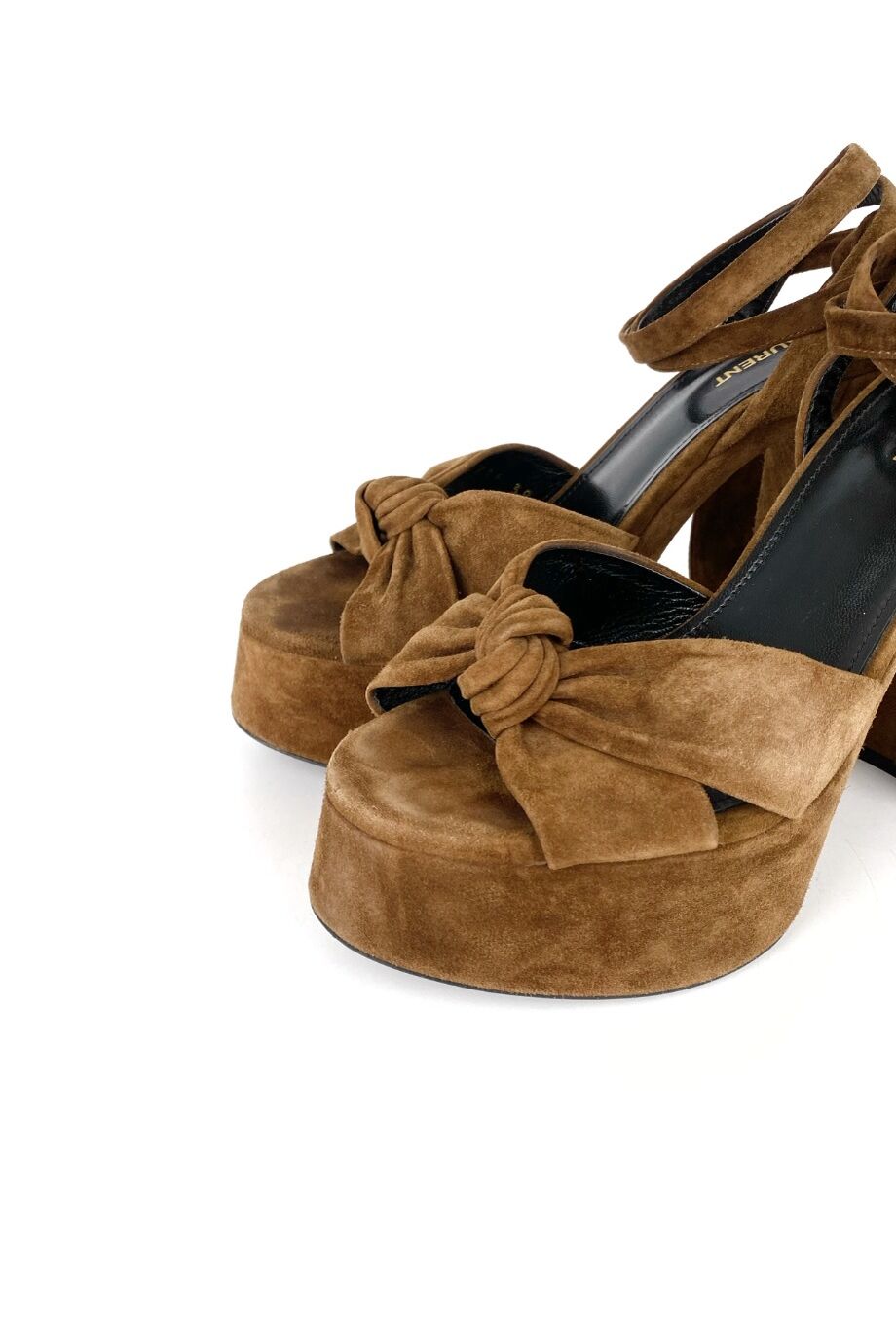image 3 Замшевые босоножки карамельного цвета на платформе