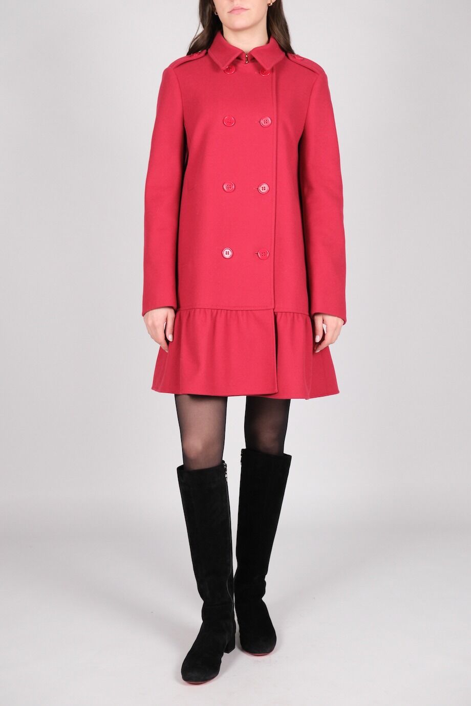 image 1 Двубортное пальто красного цвета