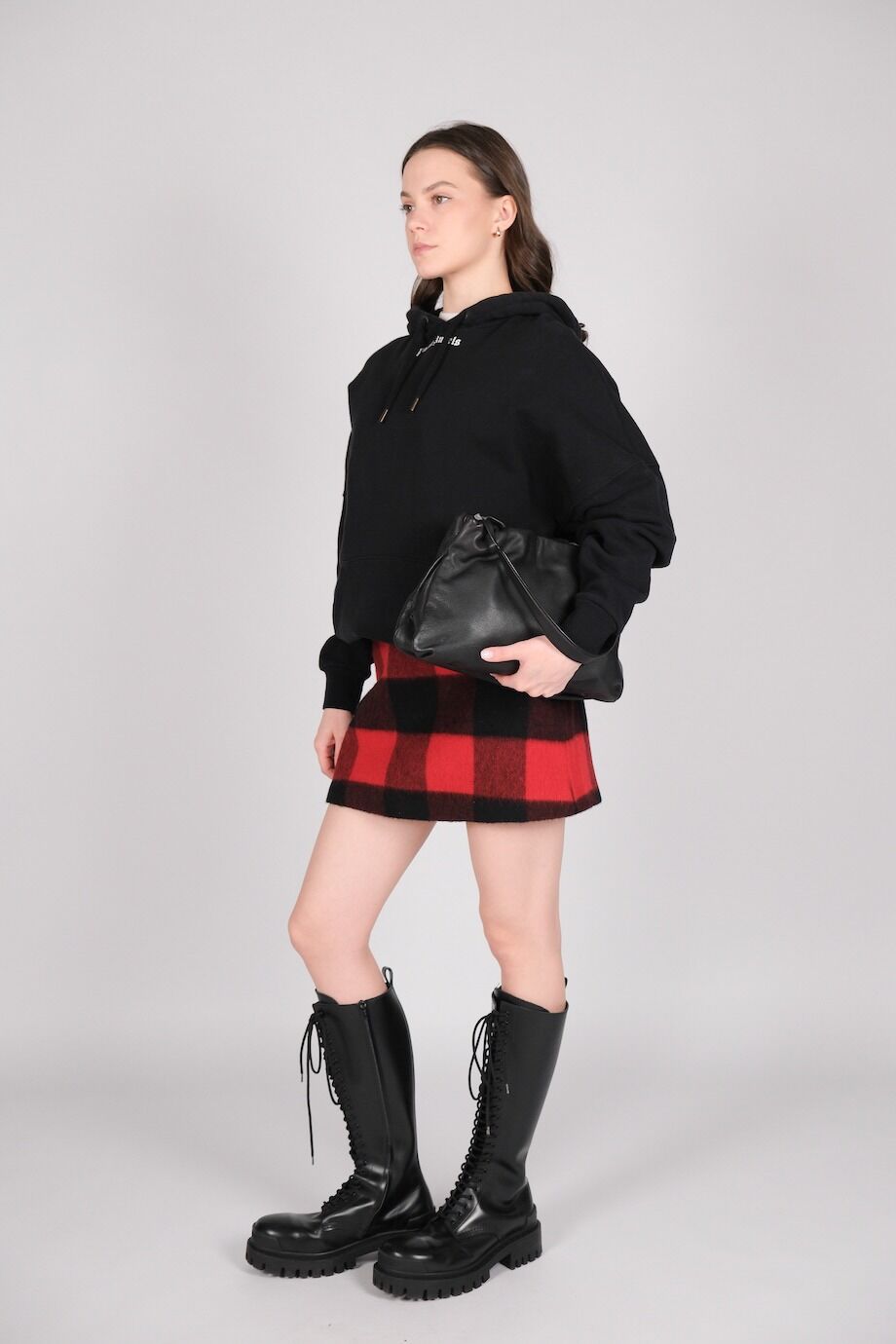 image 2 Юбка мини красного цвета в широкую клетку