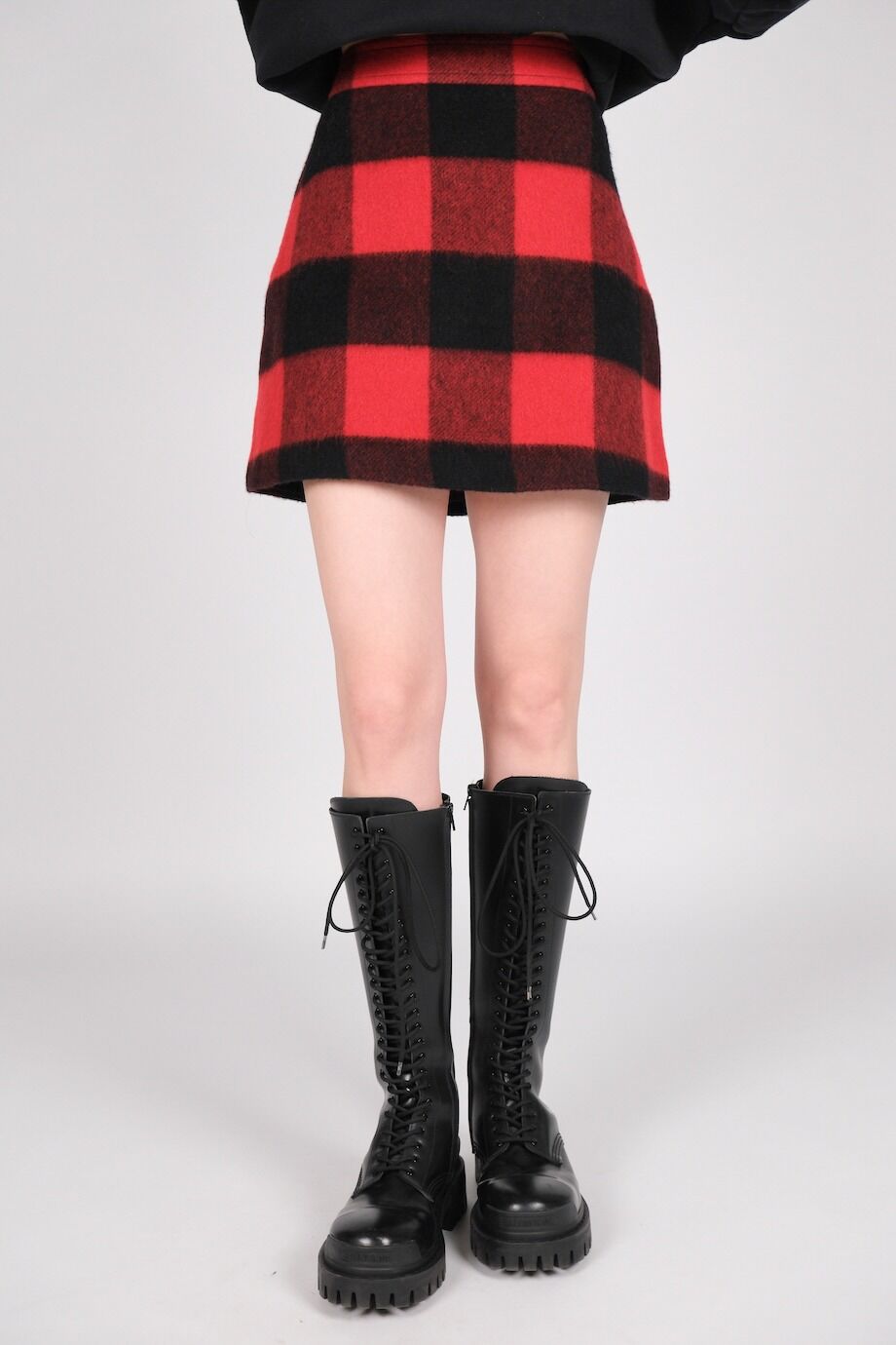 image 3 Юбка мини красного цвета в широкую клетку