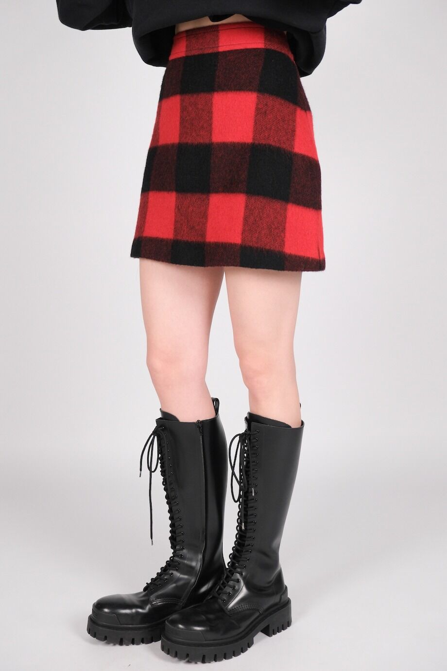 image 4 Юбка мини красного цвета в широкую клетку