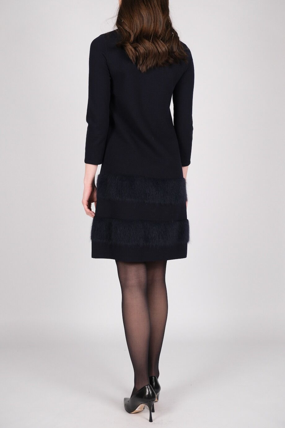 image 3 Трикотажное платье темно-синего цвета