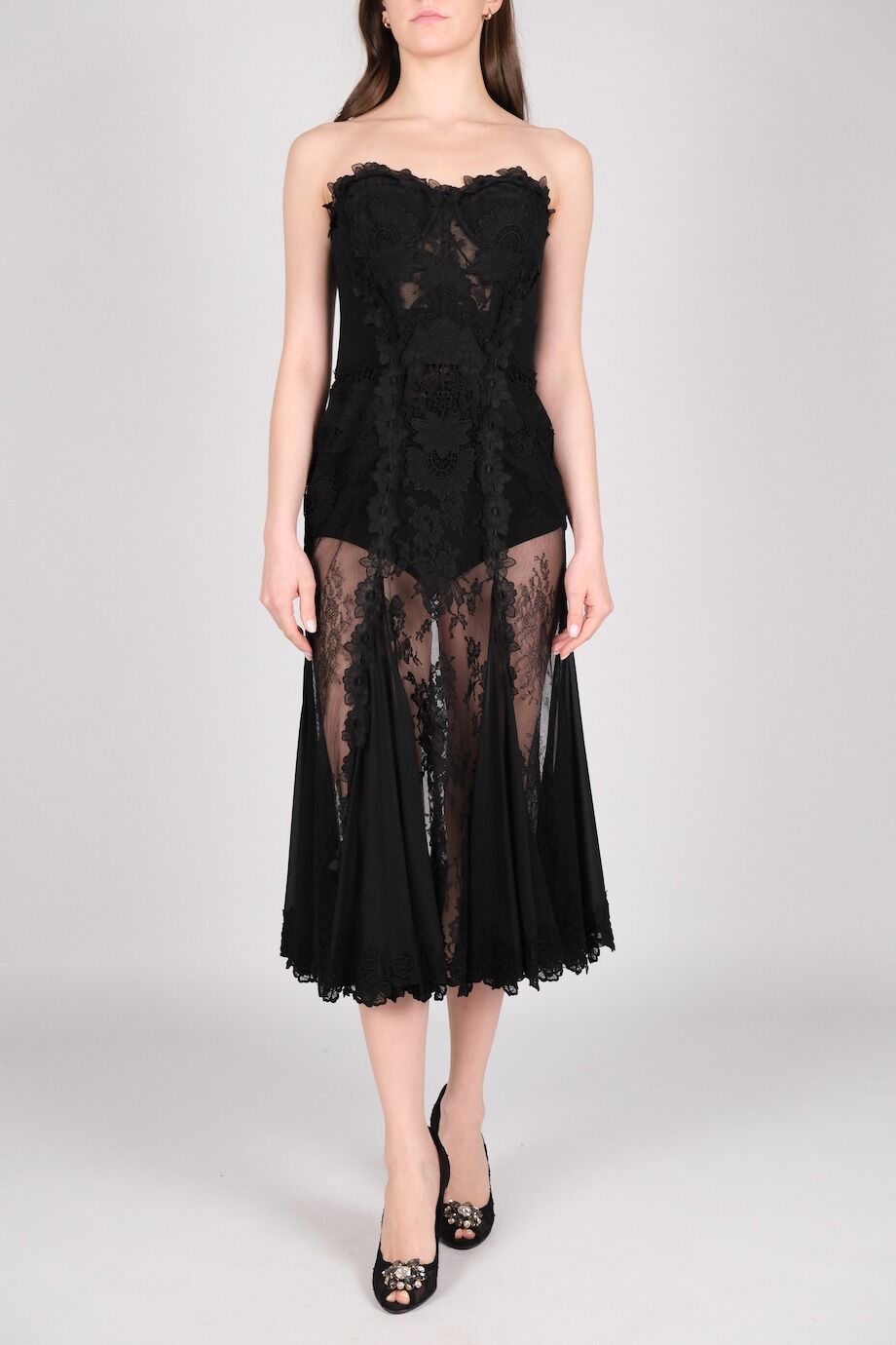 image 5 Корсетное платье из кружева черного цвета