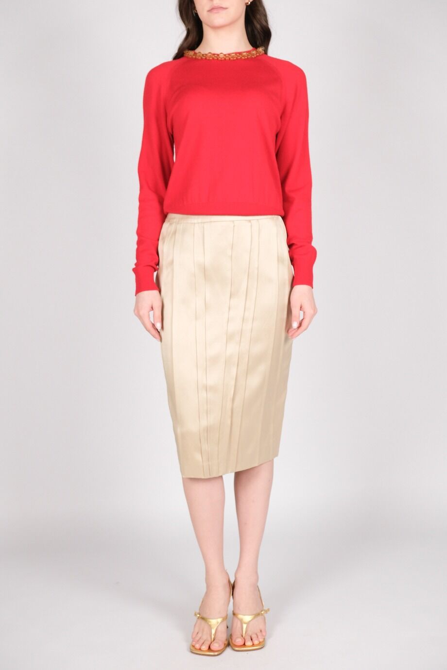 image 1 Атласная юбка сливочного цвета в складку