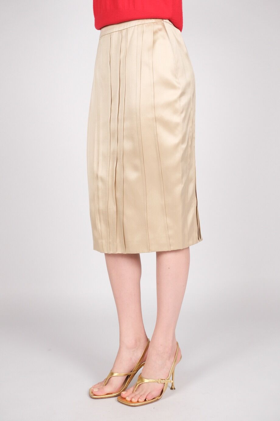 image 3 Атласная юбка сливочного цвета в складку