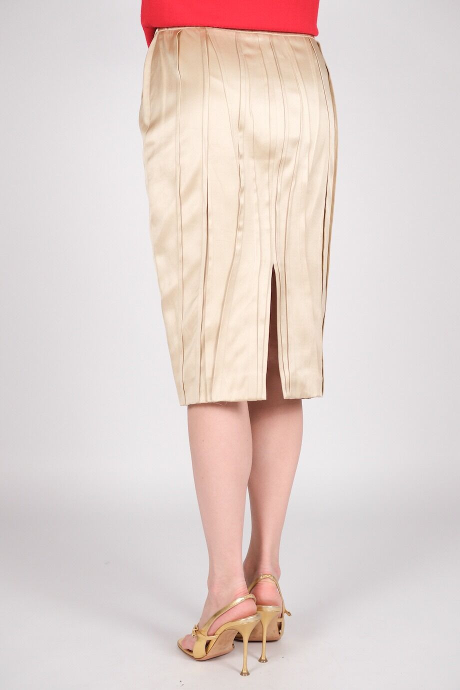 image 4 Атласная юбка сливочного цвета в складку